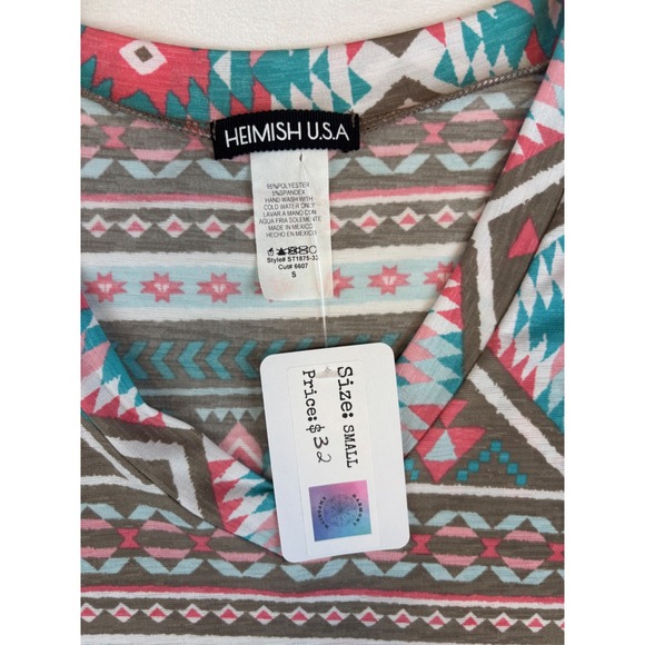 Heimish USA Brown Aztec Print‎ Short Sleeve Mini Dress - Size Small New Boutique - Picture 5 of 7